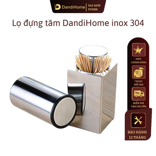  Lọ đựng tăm inox 304 DandiHome nắp bấm đóng mở hoàn toàn kín 