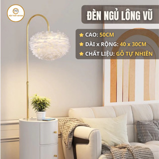  Đèn ngủ lông vũ kèm ngăn kéo và sạc không dây cao cấp thiết kế phong cách sang trọng cho không gian hiện đại 