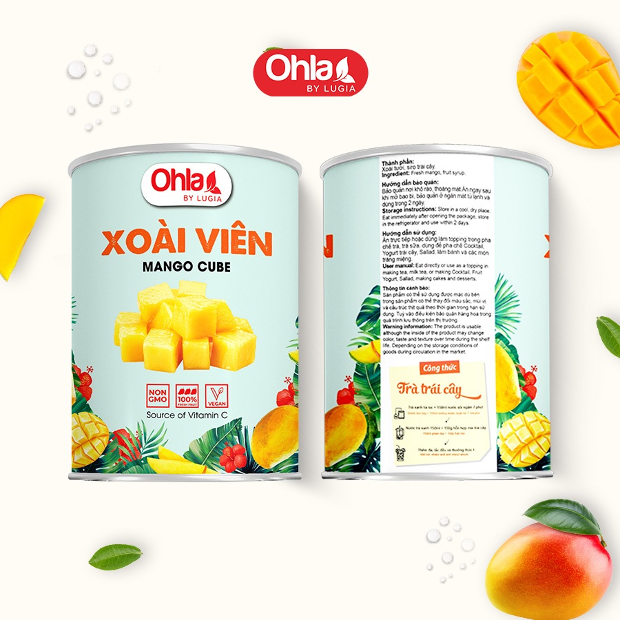 Xoài Viên Ngâm Đóng Lon Ohla 950g | Nguyên Liệu Pha Chế Cao Cấp, Chất Lượng Cao