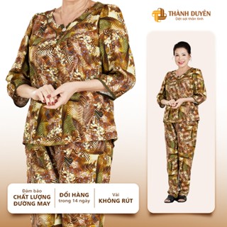 Đồ bộ Tole nữ mặc nhà Thành Duyên bông, tay lỡ quần dài, không rút, thoáng mát  (10-24)- 1526TLD