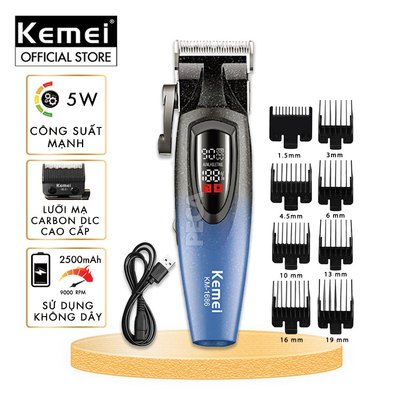 Tông đơ cắt tóc chuyên nghiệp Kemei KM-1686 lưỡi cắt mạ carbon công suất mạnh 5W tốc độ mạnh đến 9000RPM- Chính hãng