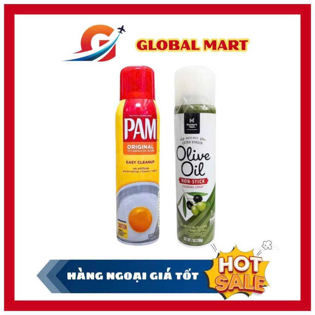 Dầu ăn PAM & Dầu Olive dạng xịt tiện lợi không Calo - không Cholesterol - không Sodium