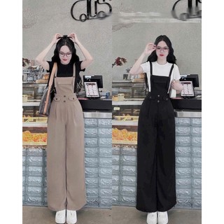 Sét yếm quần dài thời trang nữ mặc đi chơi chất cotton lạnh phối áo thun gân co giãn mẫu mới