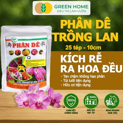 Phân Dê Trồng Lan GreenHome, 25 Túi Lưới Dài 10cm, Đã Qua Xử Lý, Không Mùi, Kích Rễ, Hoa Đậm Màu
