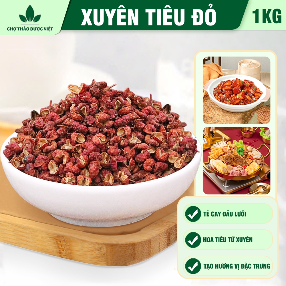 Xuyên tiêu đỏ 1kg, hoa tiêu Tứ Xuyên, cay, thơm, gia vị tẩm ướp món ăn, lẩu tứ xuyên chuẩn vị