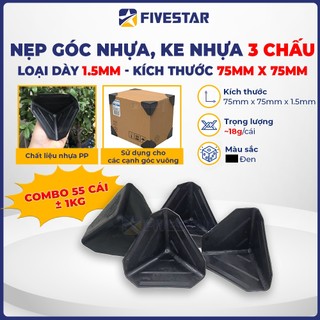 (Combo 55 cái, ~ ± 1KG, loại dày 1.5mm) Nẹp góc nhựa ke nhựa 3 chấu kích thước 75x75x75mm