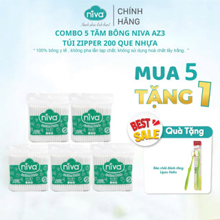 [COMBO 5 TÚI] Tăm Bông Niva 200 Que Dành Cho Người Lớn AZ3 Dùng Ngoáy Tai, Vệ Sinh, Trang Điểm
