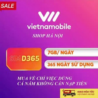 SIM VIETNAMOBILE vào mạng 1 năm 7g/1 ngày  dùng 1 năm.