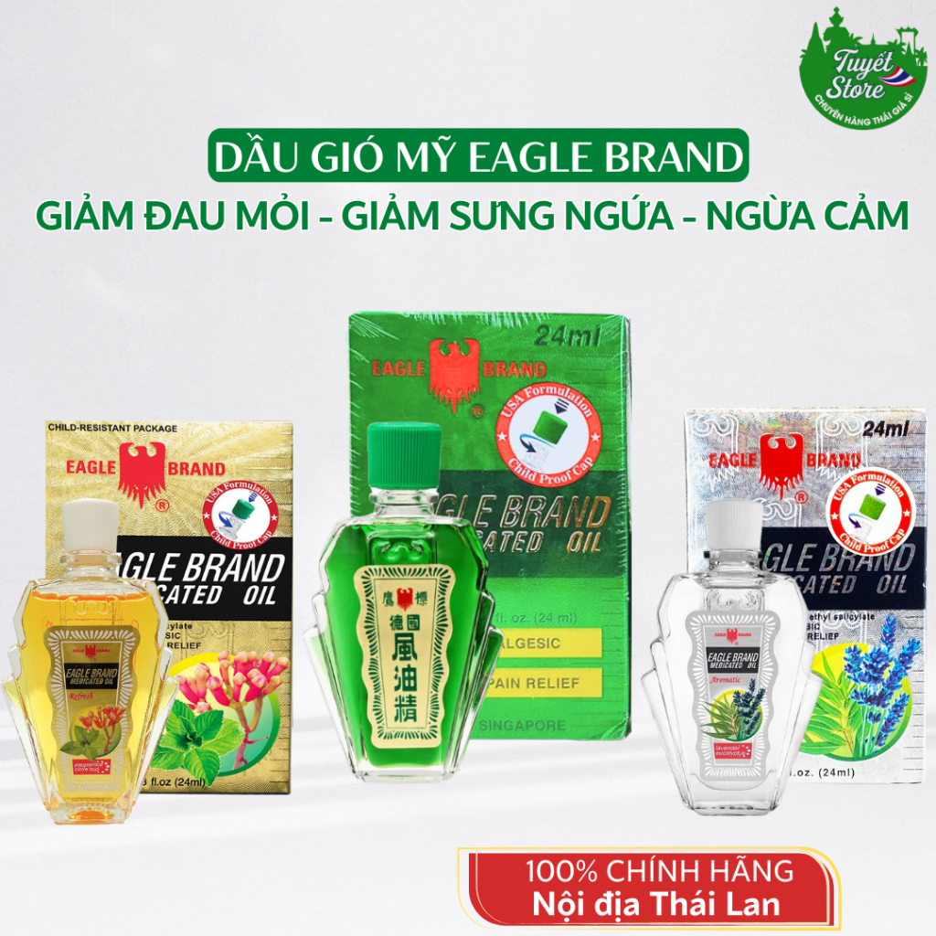 [Hàng Mỹ] Dầu gió Con Ó 24ml, dầu gió Mỹ Eagle Brand