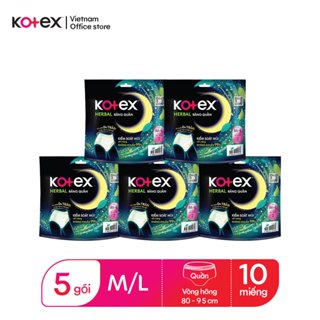 [KOL Live] Combo 5 gói Băng vệ sinh Kotex Ban Đêm dạng quần Herbal cỡ M/L 2 miếng