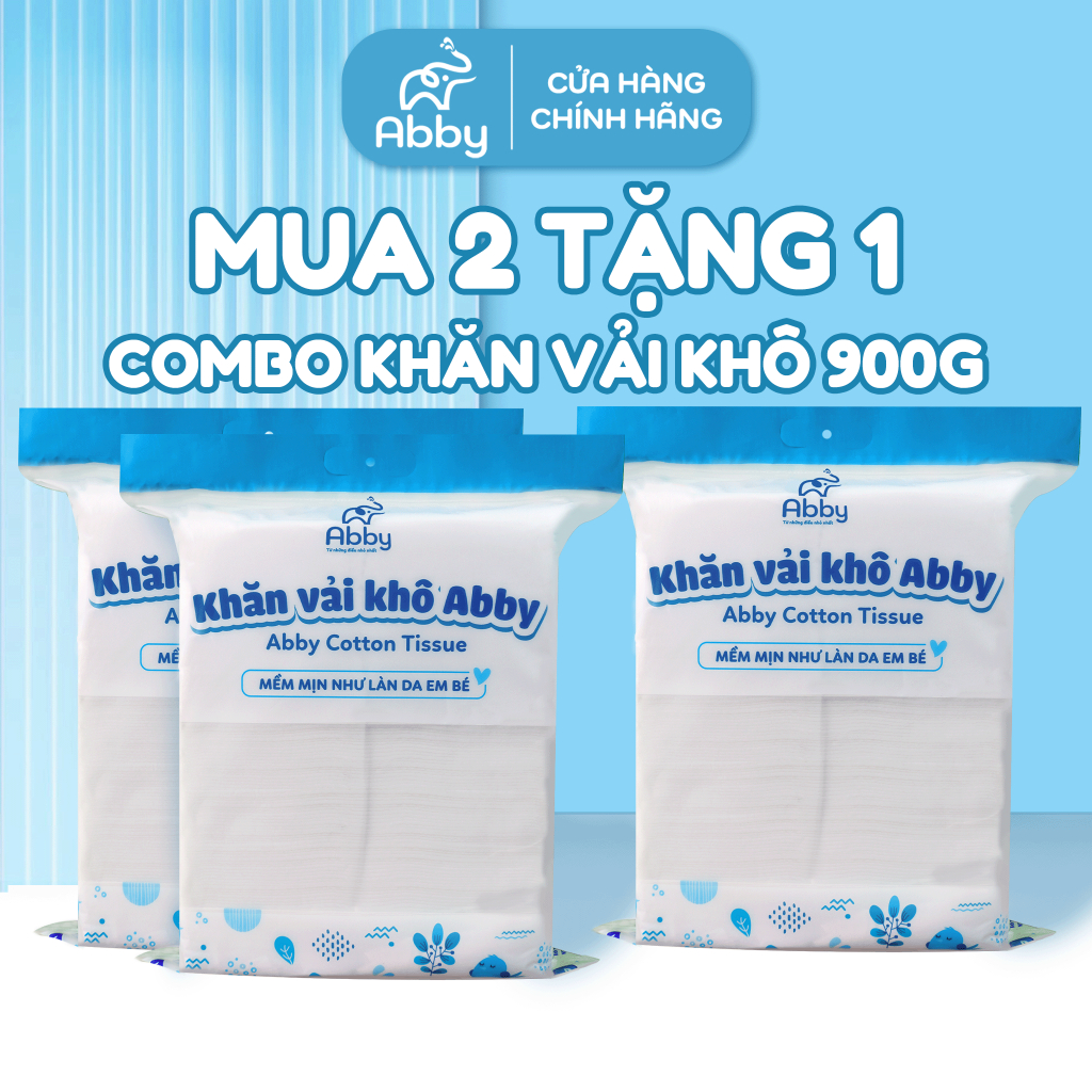 [Mua 2 Tặng 1] Khăn Vải Khô Abby Đa Năng 900G Vải Không Dệt Siêu Mềm Mại Không Sơ Vải Cho Bé