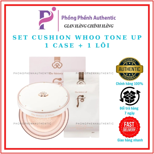 [CÓ TÁCH LẺ]PHẤN NƯỚC CUSHION WHOO TONE UP - MOISTURE FULLSIZE NOBOX
