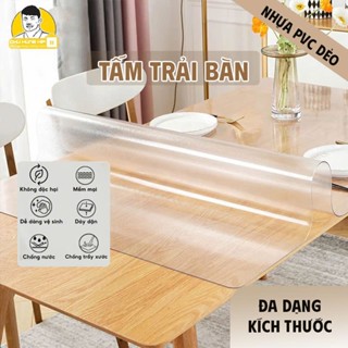 Khăn Trải Bàn Bằng Nhựa PVC Trong Suốt Dày 2mm, Tấm Lót bàn Ăn, Tấm Nhựa PVC Trải Giường Khổ 80Cm