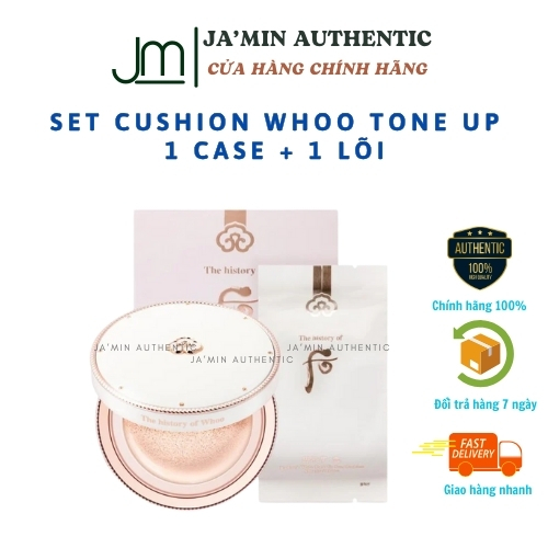 [CÓ TÁCH LẺ]PHẤN NƯỚC CUSHION WHOO TONE UP - MOISTURE FULLSIZE NOBOX