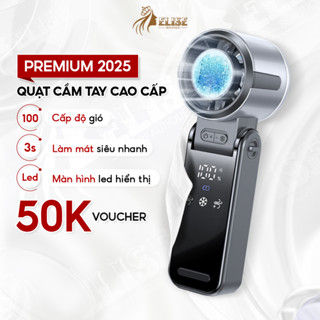 Quạt Cầm Tay Mini Cao Cấp ELISE  - 199 Cấp Độ Gió - Con Lăn Tốc Độ - Đèn LED Hiển Thị - Pin 5000mAh Bảo Hành 12 Tháng