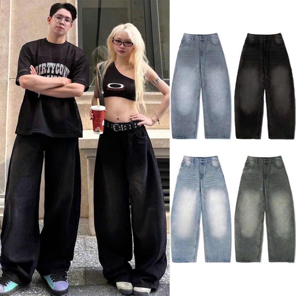 Quần Jeans COTTON NORMAL NQ30 Ống Rộng Thụng Cạp Cao Nam Nữ Unisex (KHÔNG XÙ LÔNG) | BigBuy360 - bigbuy360.vn