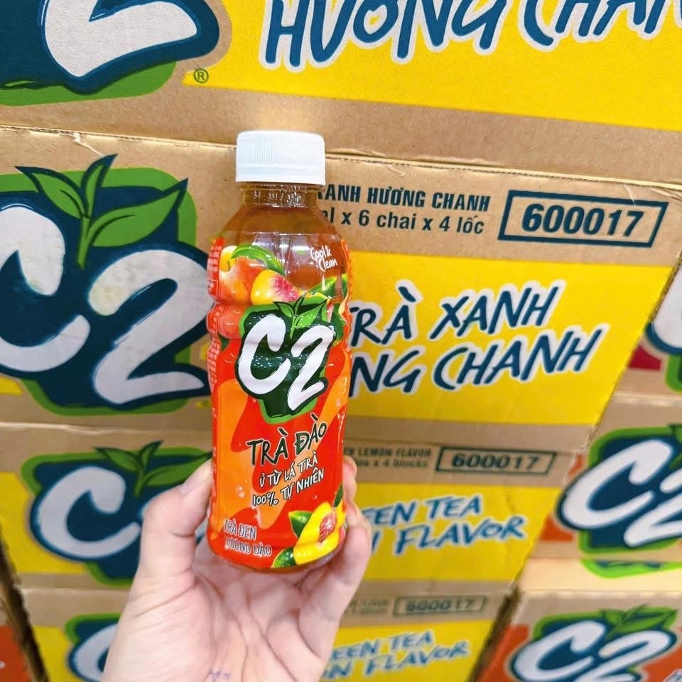 Thùng 24 chai trà đen C2 hương đào 225ml