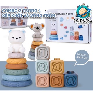 Combo Đồ Chơi Tư Duy Montessori Xếp Khối Hộp Vòng Tròn Koala