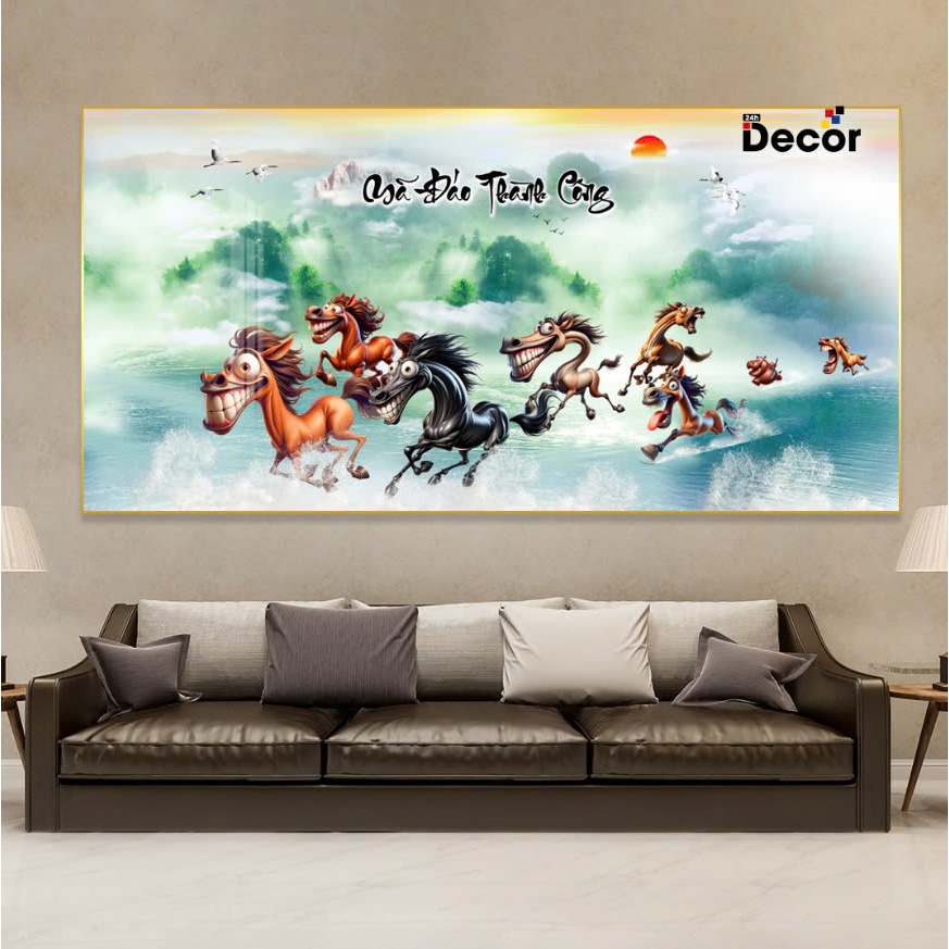 Tranh Mã Đáo Thành Công Hài Hước, Tranh Chế Vui Nhộn 01 - Tranh treo tường chất liệu tráng gương viề