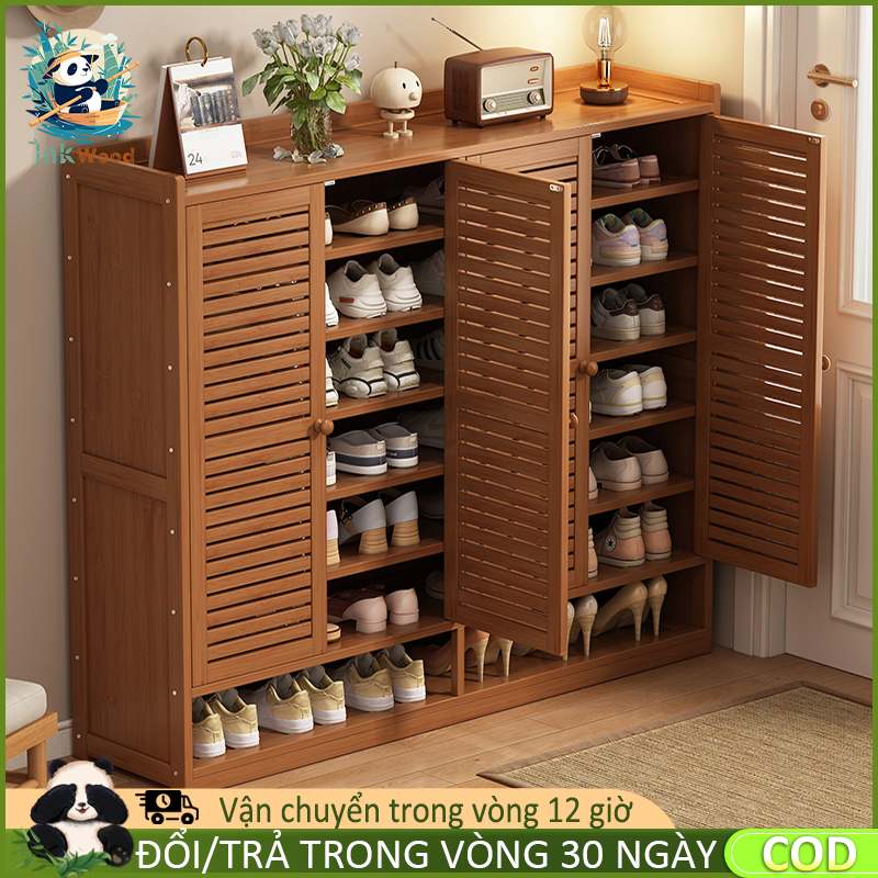 【Giao hàng trong 4 giờ】Tủ giày gỗ tự nhiên thông thoáng chống bụi dung lượng lớn tủ giày 6/7/8 Tầng tiết kiệm không gian
