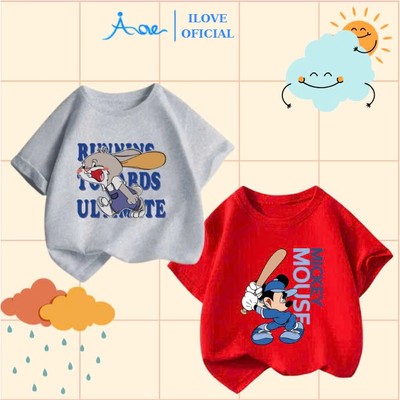 [MỚI] Áo thun CỘC TAY cho bé trai AORE, Áo cộc in hình Disney, Chuột Mickey, Thỏ Bunny chất COTTON, thoáng mát 8-35kg