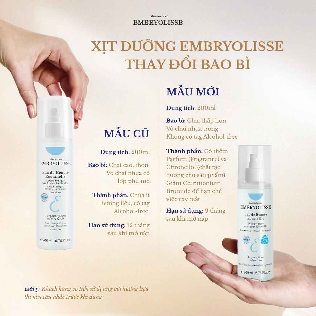 Xịt Dưỡng Cấp Ẩm Sâu Embryolisse Eau De Beaute Rosamelis 200ml | BigBuy360 - bigbuy360.vn