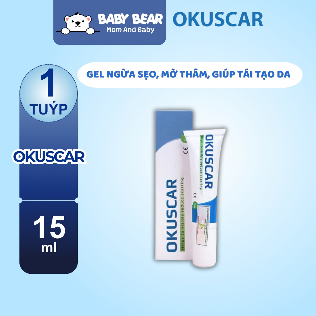 Gel Ngừa Sẹo Okuscar - Giúp Mờ Sẹo, Mờ Thâm, Tái Tạo Da, Chống Lão Hoá Và Làm Đều Màu Da (Tuýp 15ml)
