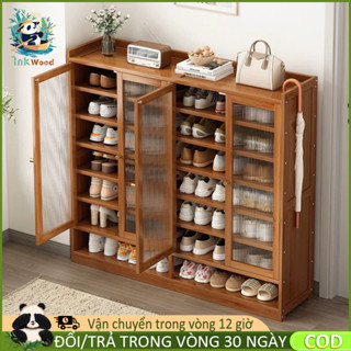 【Bảo hành trọn đời Tủ giày 2/3/4 cửa Tủ giày thông minh kệ để giày gỗ tre Tủ Đựng Giày tủ giày dép kệ dép
