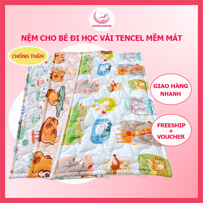 Nệm cho bé đi học mẫu giáo tiểu học Katina House, vải Tencel mền mịn mát, thoáng khí