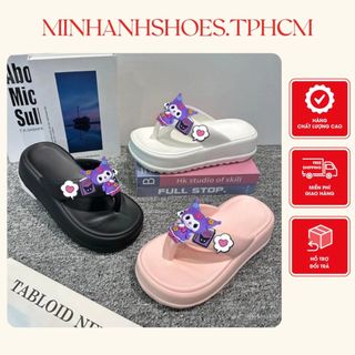  Dép kẹp xỏ ngón đế bánh mì cao 5CM chất EVA siêu nhẹ đính kuromi dễ thương hottrend   5265 kuromi  