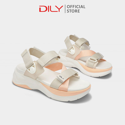 Sandal nữ DILY đế cao su êm chân, thiết kế quai chéo phối màu trẻ trung cao 5.5cm DL0575