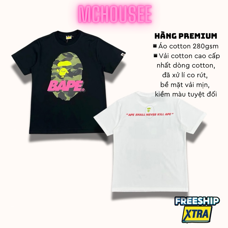 Áo Thun Bape Camo Pink Unisex Cotton 100%