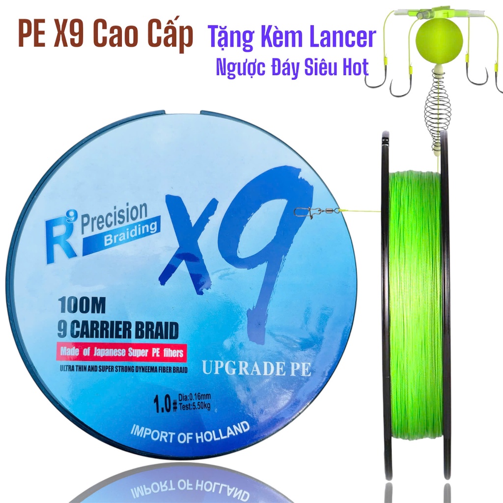 🎣Dây Dù PE X9 Precision (100m) - Dù 9 Lõi Siêu Mịn Công Nghệ Super PE Japan, Sợi Dyneema Siêu Tải Ch