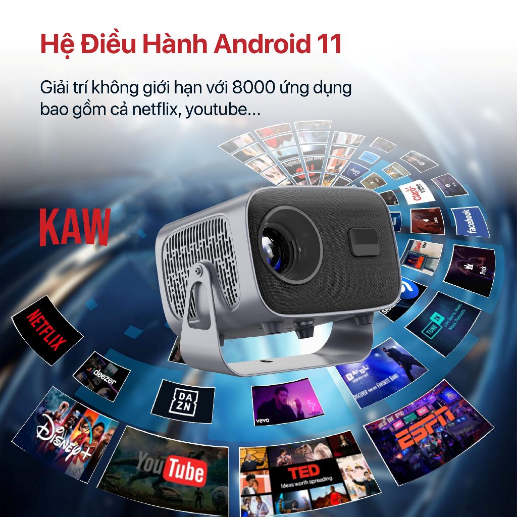 Máy Chiếu Mini KAW K670 - Hàng Chính Hãng, Full HD Siêu Nét, Hỗ Trợ 4K, Độ Sáng Cao, Android 11 | BigBuy360 - bigbuy360.vn