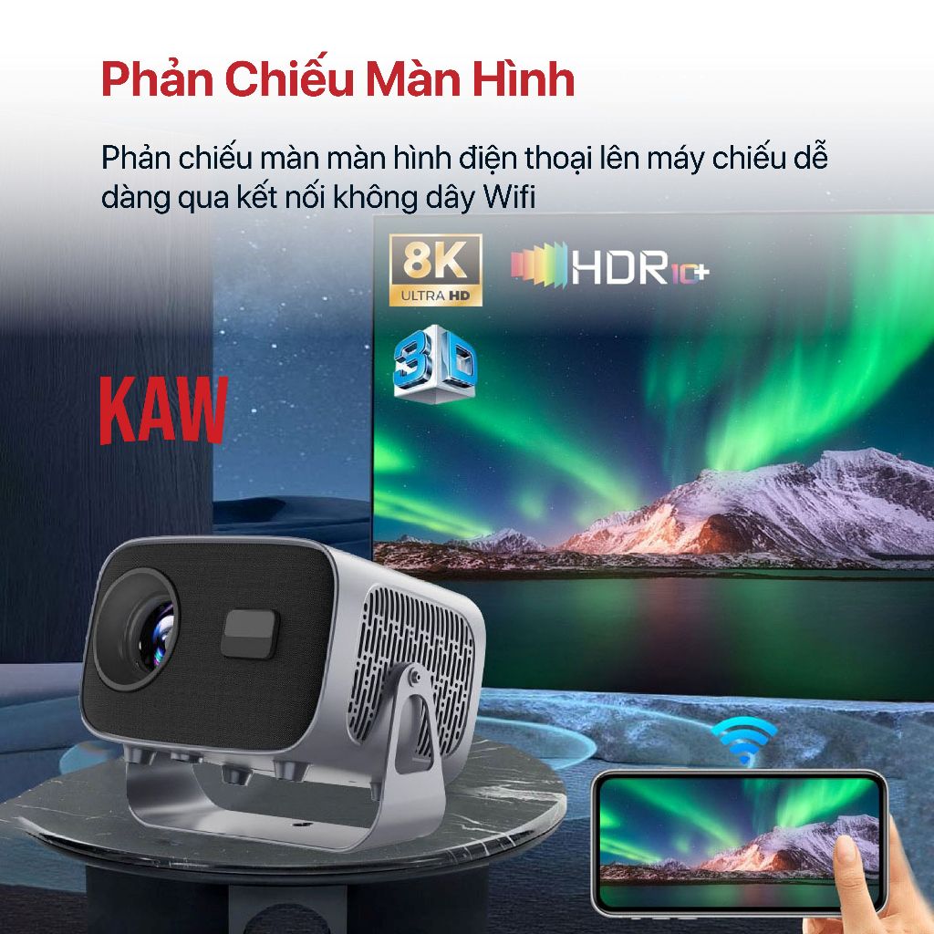 Máy Chiếu Mini KAW K670 - Hàng Chính Hãng, Full HD Siêu Nét, Hỗ Trợ 4K, Độ Sáng Cao, Android 11 | BigBuy360 - bigbuy360.vn