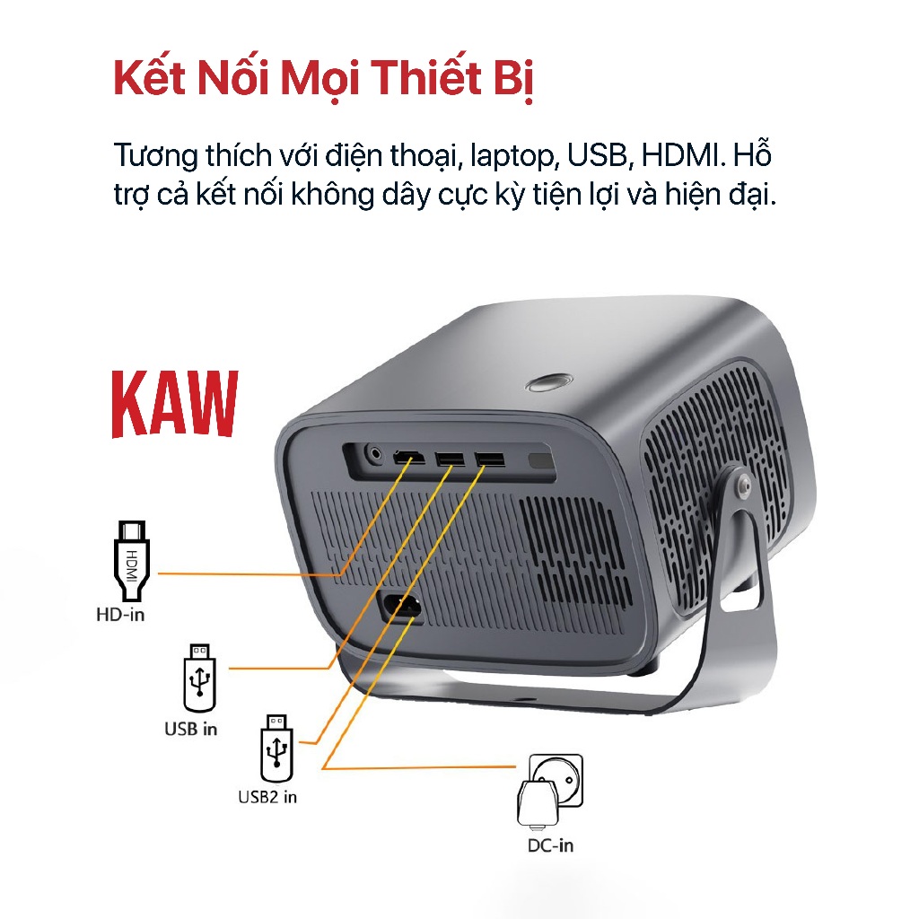 Máy Chiếu Mini KAW K670 - Hàng Chính Hãng, Full HD Siêu Nét, Hỗ Trợ 4K, Độ Sáng Cao, Android 11 | BigBuy360 - bigbuy360.vn