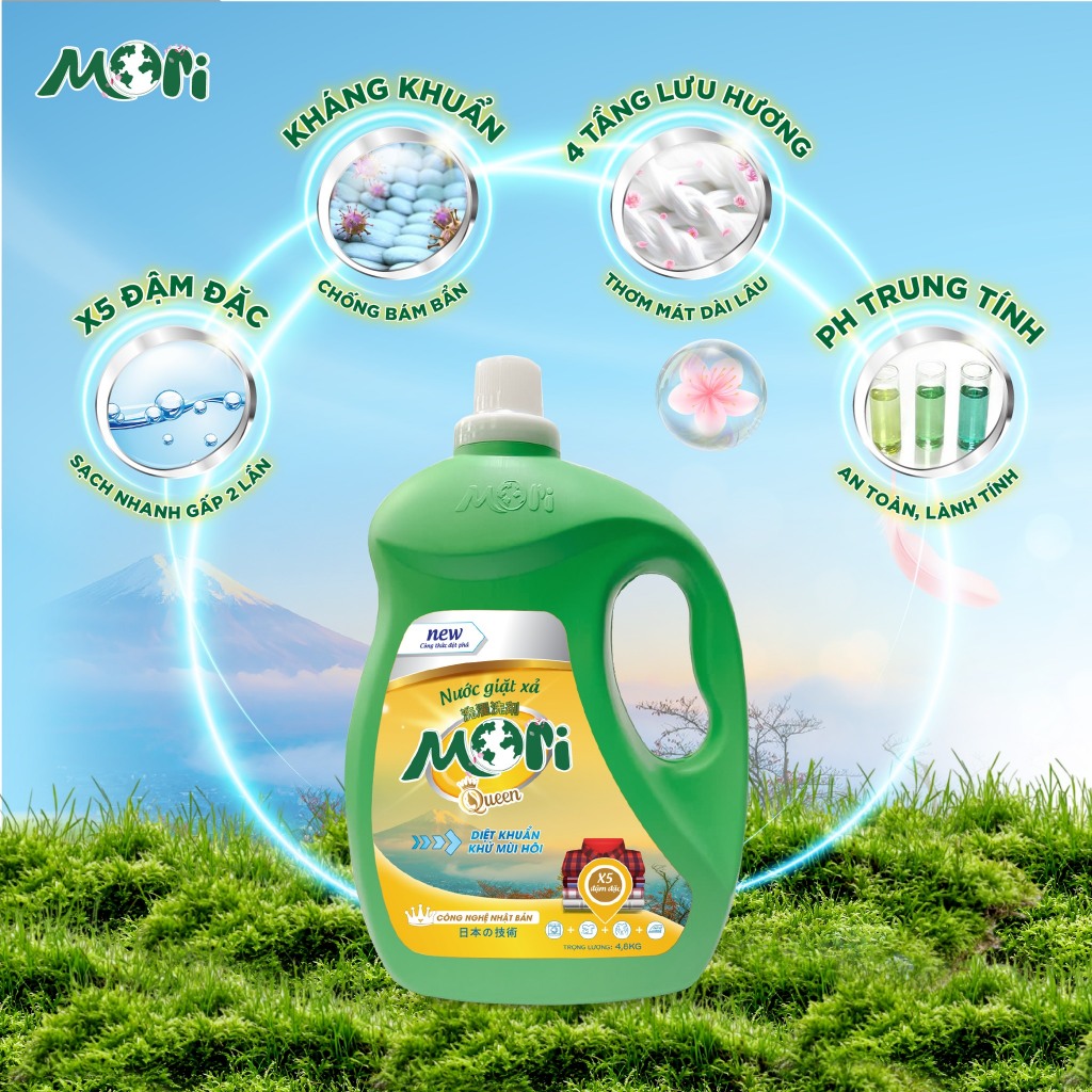 Nước giặt MORI QUEEN siêu đậm đặc | Can 4,8 Lít - 10 Lít | Ai giặt cũng khen sạch và thơm