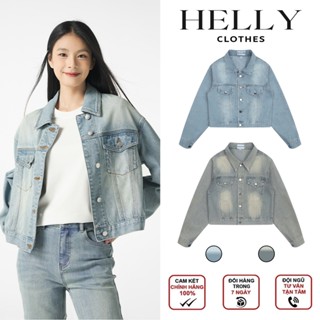  Áo khoác jean nữ croptop tay dài phối 2 túi nắp wash màu chất hàng chuẩn loại 1 Avocado 