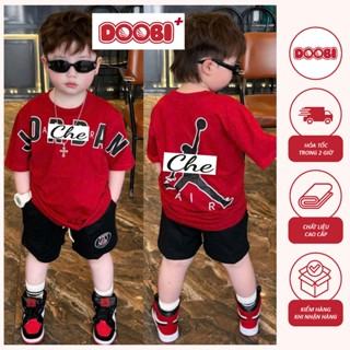 Bộ đồ bé trai chất liệu thun cotton co giãn 4c in JO ĐAN AIR hiệu DOOBI cho bé từ 10-63kg DB66