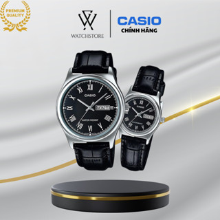 Đồng Hồ Đôi Casio V006L-1BUDF Màu Đen Dây Da Mặt Kính Khoáng Chống Nước Chính Hãng