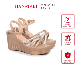 Giày Sandal Nữ Đế PU Siêu Nhẹ Cao 9cm Hanatabi Quai Ngang Hậu C  35-39  Mã HNSD9F1185 