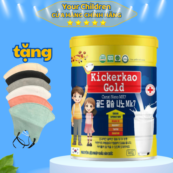"Hộp 900g Sữa Bột Kickerkao Gold Canxi Nano MK7 – Giúp Tăng Chiều Cao, Tăng Cường Sức Đề Kháng Cho T