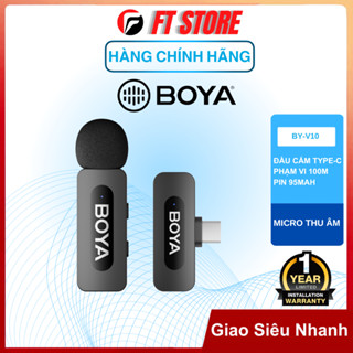  Micrô cài áo không dây Boya BY-V10  BY-V20 v2.0 đầu cắm Type-C Pin 95mAh phạm vi kết nối 100m 