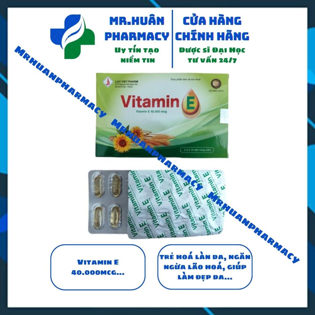 Vitamin E 40.000mcg (Hộp 30 viên) - Trẻ hóa làn da, ngăn ngừa lão hóa