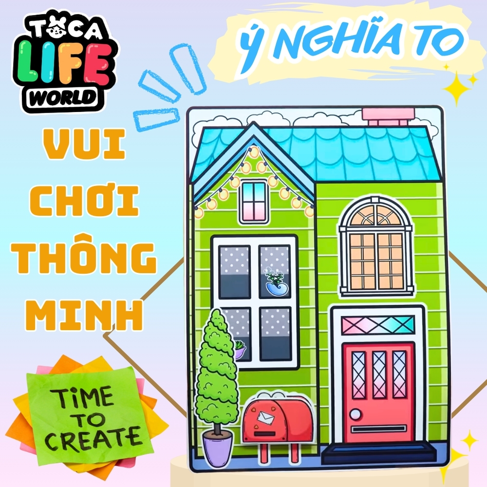 Set DIY ngôi nhà bằng giấy Green house in quiet book