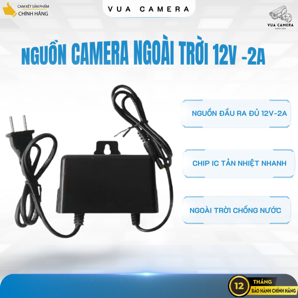 Bộ Nguồn cao cấp cho camera Ngoài trời Yoosee 12V - 2A có IC giải nhiệt, đủ nguồn và ổn định