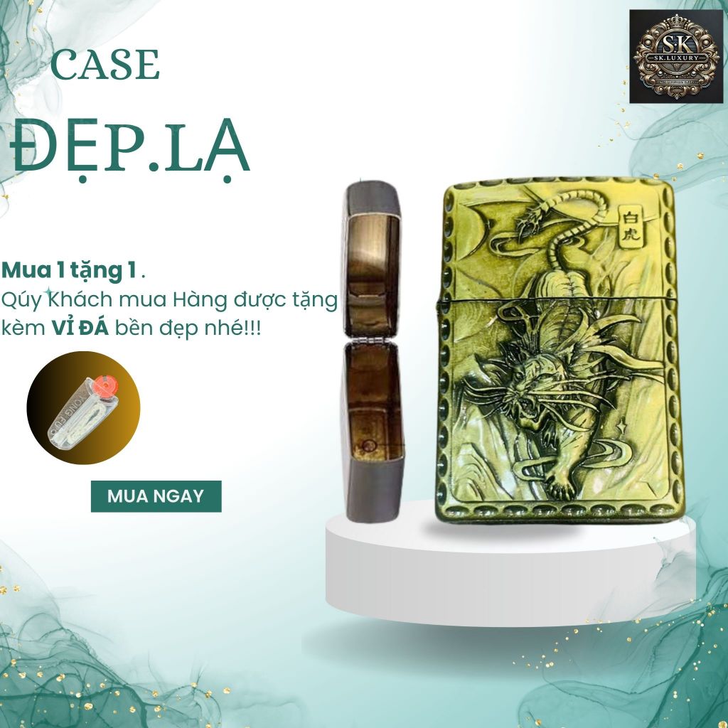 Vỏ Zippo Hổ Vàng tặng VỈ ĐÁ zippo (Y0009D) ,vỏ Đồng Thau ,(Không Bao Gồm Nhiên Liệu)