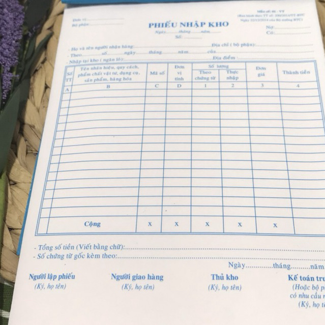 PHIẾU NHẬP KHO 2 LIÊN LỚN (H)