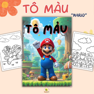 Vở tô màu game Mario nhiều hình cho bé, Đồ chơi thủ công giấy dày bìa ép cứng (TB_38)