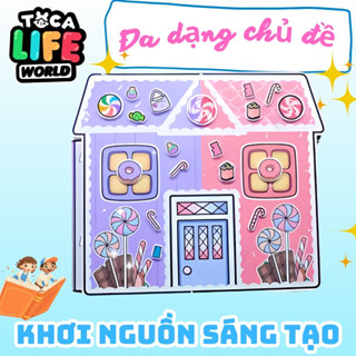  Ngôi nhà của búp bê Pink And Purple House In Quiet Book đồ chơi DIY cho bé gái 